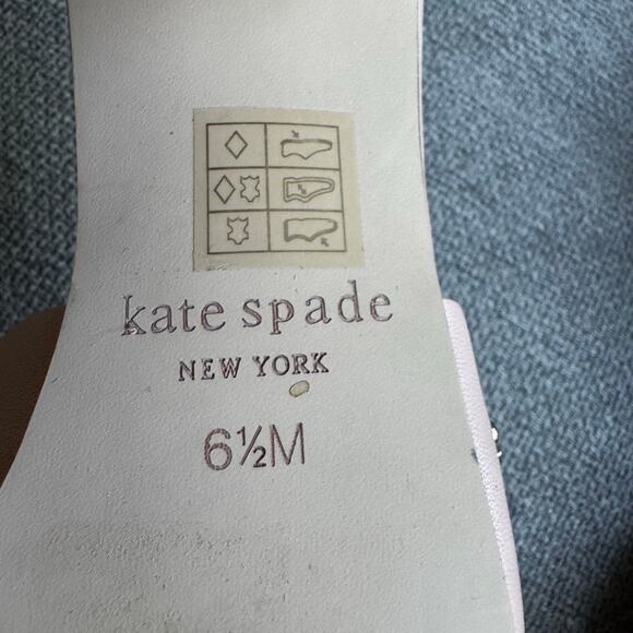 Kate Spade Warren Scalloped Slip On Leather Heels Sandals Pale Pink Sz 6.5 - Picture 10 of 11